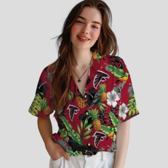 Atlanta Falcons Tropical Hawaiian Shirt with Red Green Toucan Hibiscus Pineapple Design
