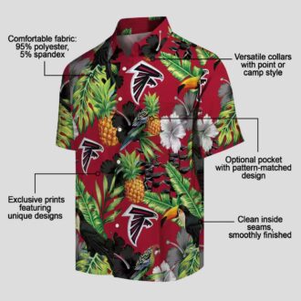 Atlanta Falcons Tropical Hawaiian Shirt with Red Green Toucan Hibiscus Pineapple Design
