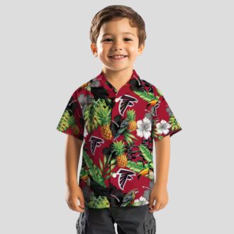 Atlanta Falcons Tropical Hawaiian Shirt with Red Green Toucan Hibiscus Pineapple Design