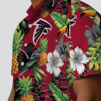 Atlanta Falcons Tropical Hawaiian Shirt with Red Green Toucan Hibiscus Pineapple Design