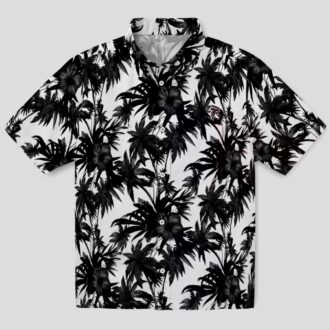 Atlanta Falcons Tropical Palm Motif Hawaiian Shirt, Black and White Beachwear for Fans
