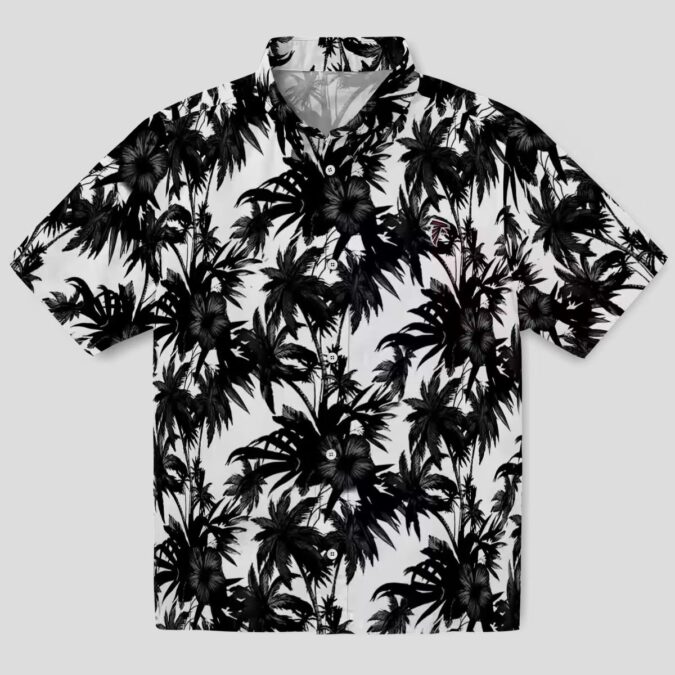 Atlanta Falcons Tropical Palm Motif Hawaiian Shirt, Black and White Beachwear for Fans