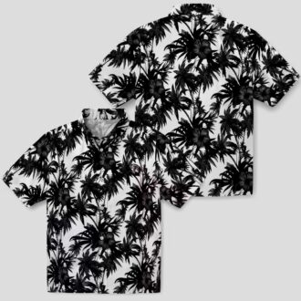 Atlanta Falcons Tropical Palm Motif Hawaiian Shirt, Black and White Beachwear for Fans