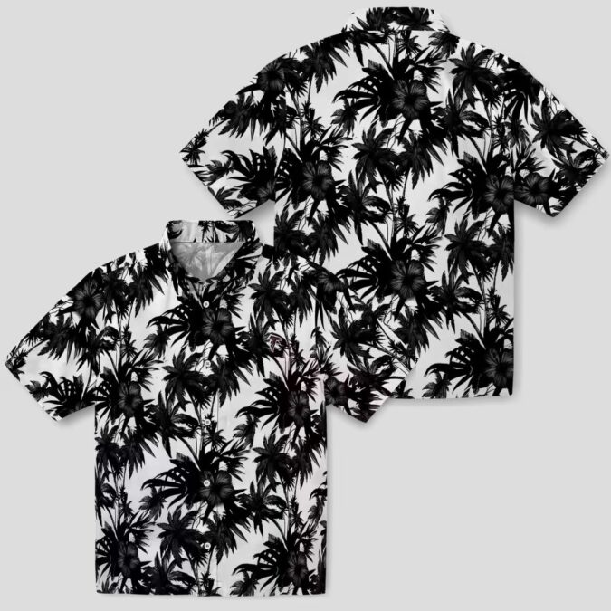 Atlanta Falcons Tropical Palm Motif Hawaiian Shirt, Black and White Beachwear for Fans