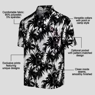 Atlanta Falcons Tropical Palm Motif Hawaiian Shirt, Black and White Beachwear for Fans