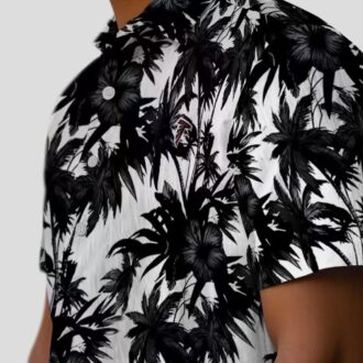 Atlanta Falcons Tropical Palm Motif Hawaiian Shirt, Black and White Beachwear for Fans