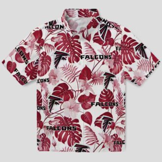 Atlanta Falcons Tropical Plants Hawaiian Shirt, Red & White Vacation Beachwear