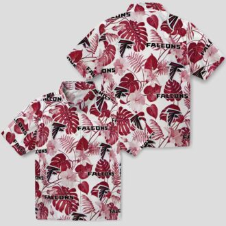 Atlanta Falcons Tropical Plants Hawaiian Shirt, Red & White Vacation Beachwear
