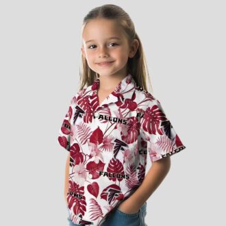 Atlanta Falcons Tropical Plants Hawaiian Shirt, Red & White Vacation Beachwear