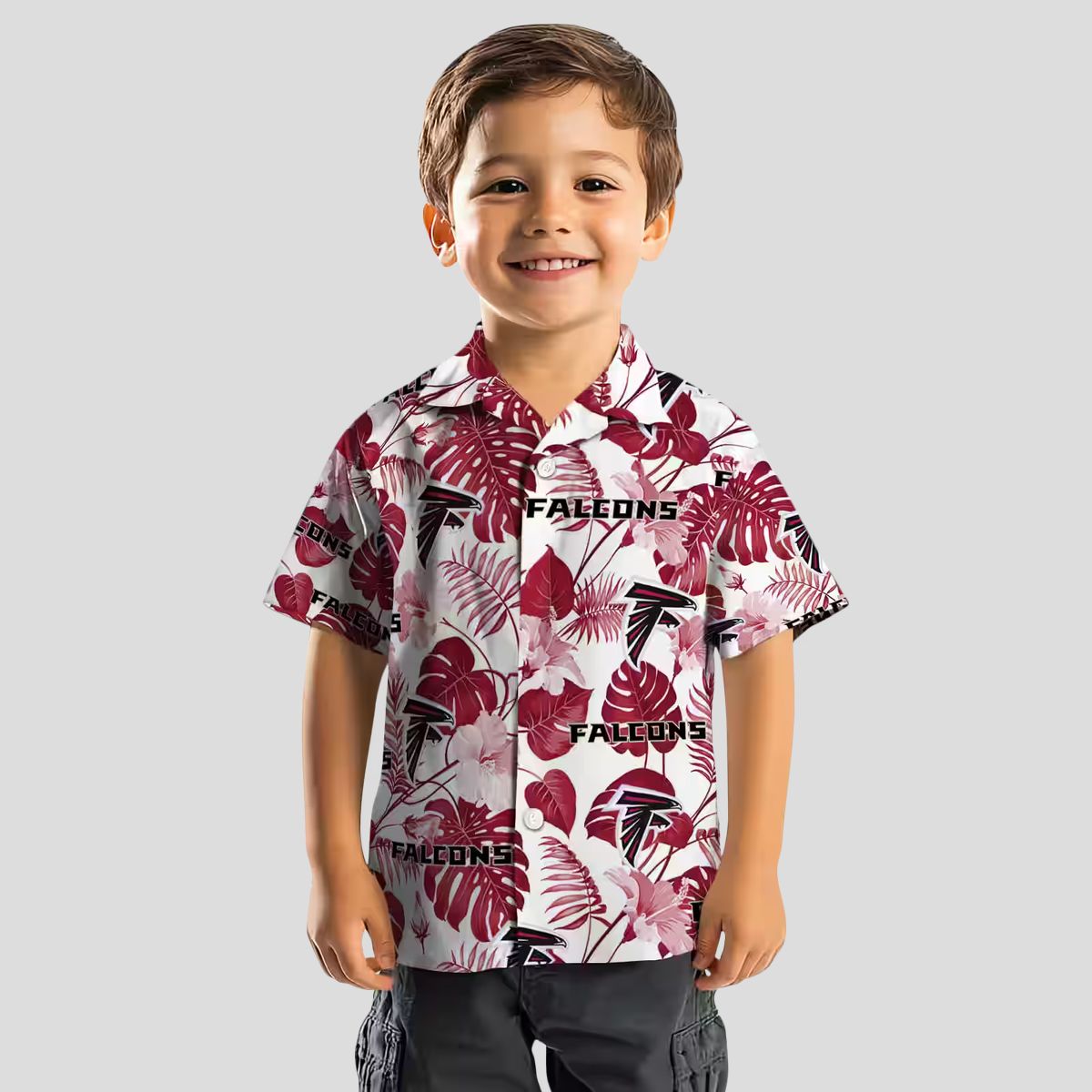 Atlanta Falcons Tropical Plants Hawaiian Shirt, Red & White Vacation Beachwear