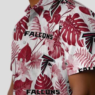 Atlanta Falcons Tropical Plants Hawaiian Shirt, Red & White Vacation Beachwear