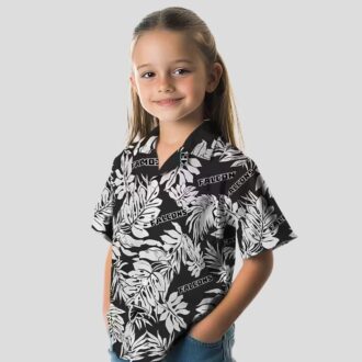 Black Monstera Leaf Pattern Atlanta Falcons Hawaiian Shirt for Fans