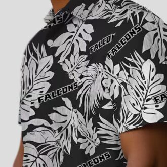 Black Monstera Leaf Pattern Atlanta Falcons Hawaiian Shirt for Fans