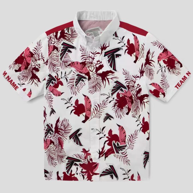 Custom Atlanta Falcons Aloha Shirt in Red & White with Tropical Floral Design