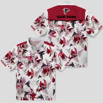 Custom Atlanta Falcons Aloha Shirt in Red & White with Tropical Floral Design