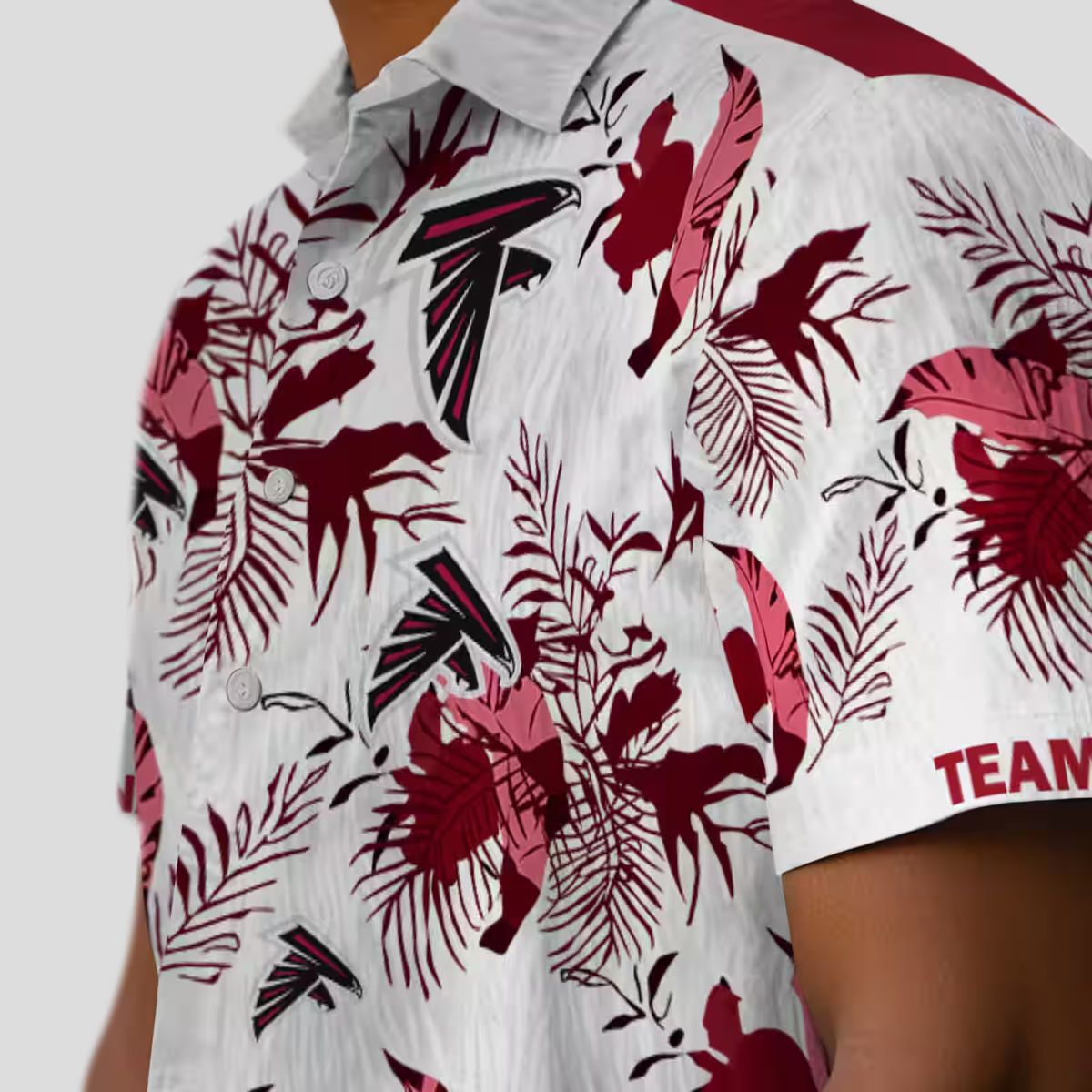 Custom Atlanta Falcons Aloha Shirt in Red & White with Tropical Floral Design