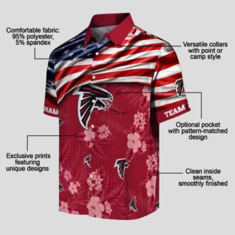 Custom Atlanta Falcons Hibiscus Red Hawaiian Shirt with US Flag for Summer Beach