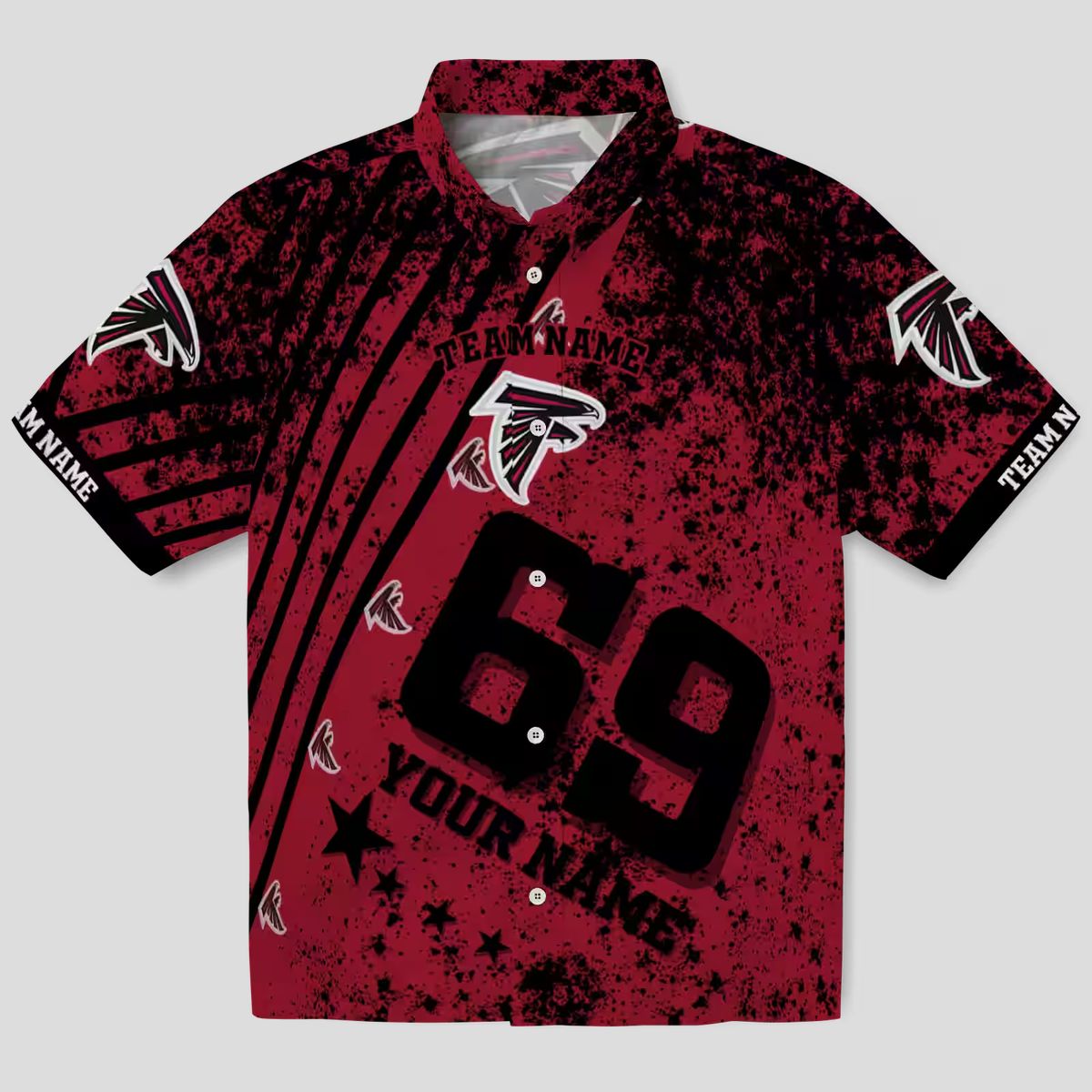 Custom Atlanta Falcons Red Star Stripes Hawaiian Shirt for NFL Fans