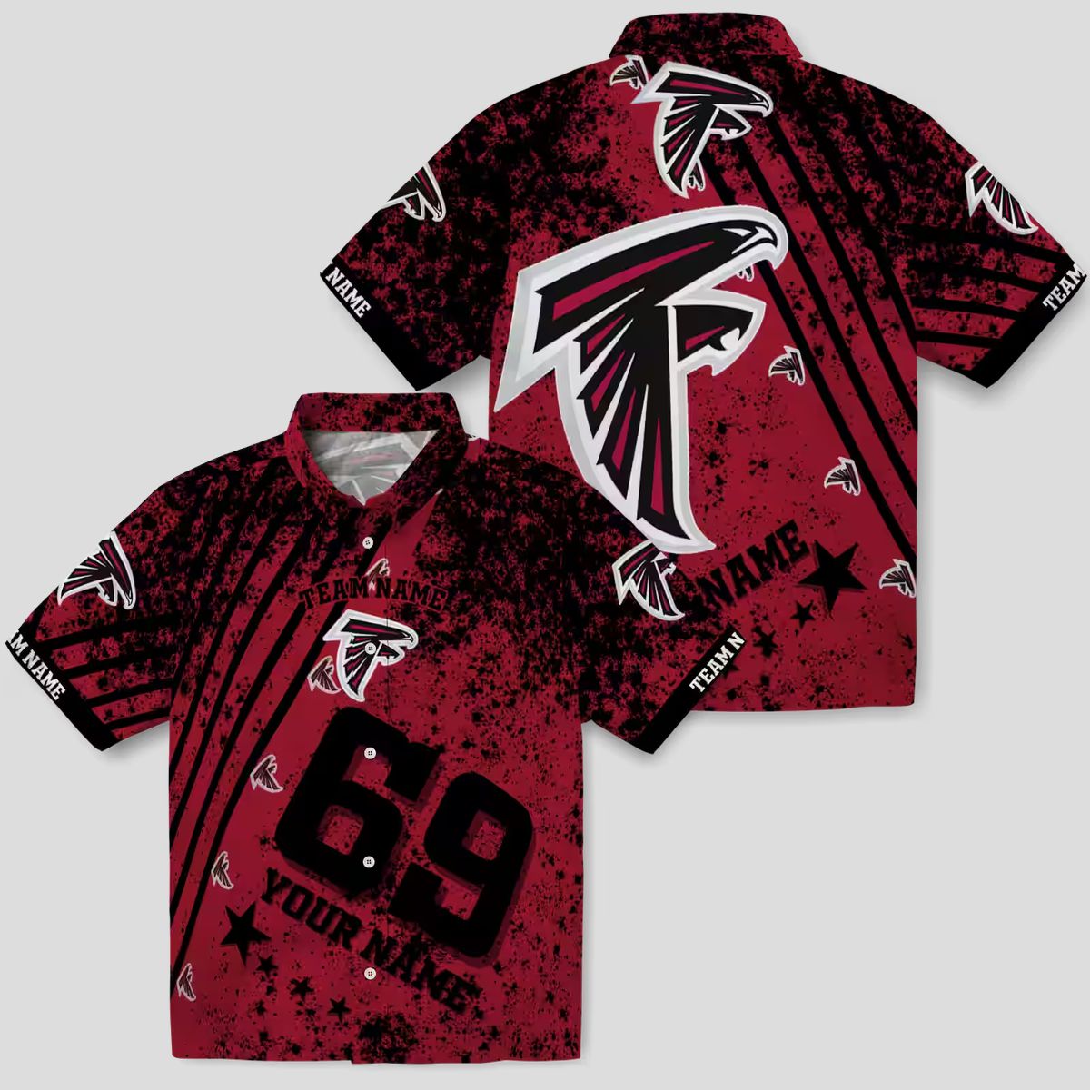 Custom Atlanta Falcons Red Star Stripes Hawaiian Shirt for NFL Fans