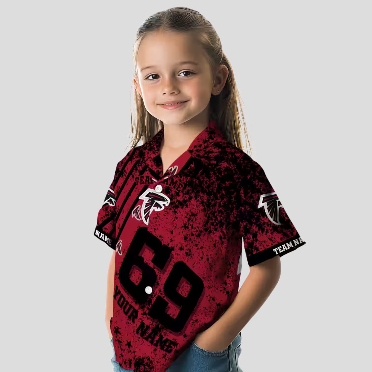 Custom Atlanta Falcons Red Star Stripes Hawaiian Shirt for NFL Fans