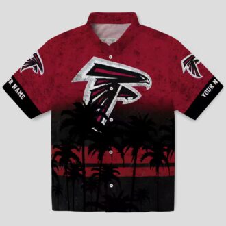 Custom Atlanta Falcons Sunset Pattern Hawaiian Shirt, Red & Black Tropical Shirt