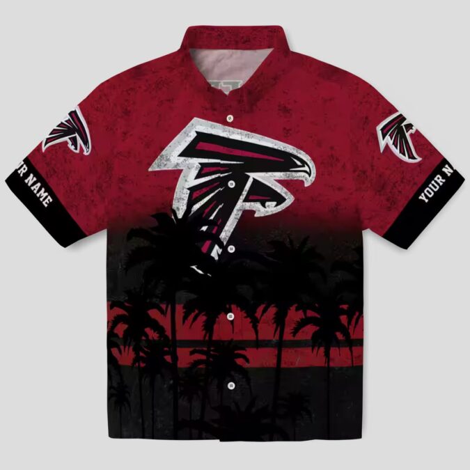 Custom Atlanta Falcons Sunset Pattern Hawaiian Shirt, Red & Black Tropical Shirt