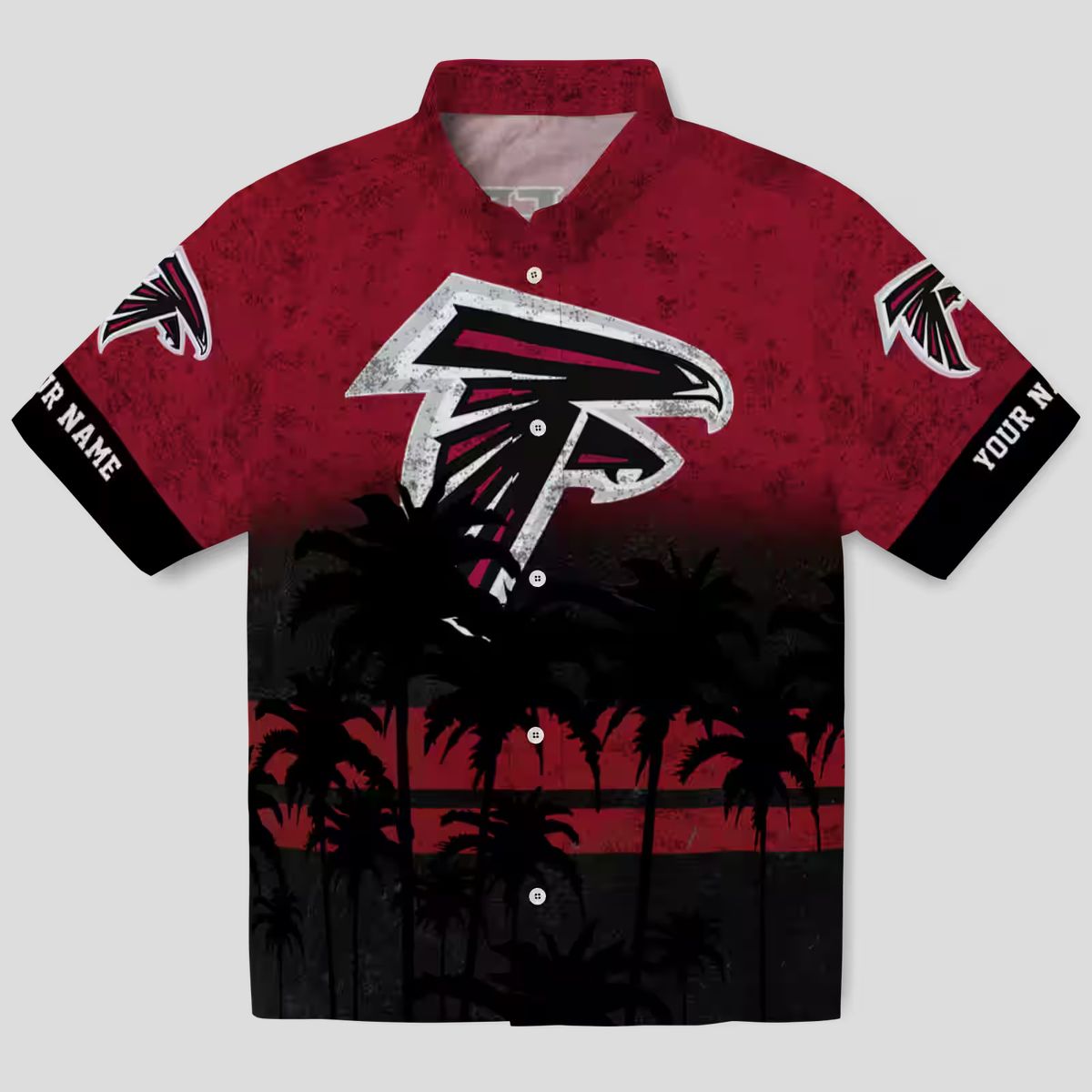 Custom Atlanta Falcons Sunset Pattern Hawaiian Shirt, Red & Black Tropical Shirt