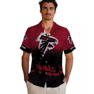 Custom Atlanta Falcons Sunset Pattern Hawaiian Shirt, Red & Black Tropical Shirt