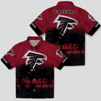 Custom Atlanta Falcons Sunset Pattern Hawaiian Shirt, Red & Black Tropical Shirt