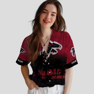 Custom Atlanta Falcons Sunset Pattern Hawaiian Shirt, Red & Black Tropical Shirt