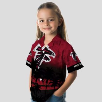 Custom Atlanta Falcons Sunset Pattern Hawaiian Shirt, Red & Black Tropical Shirt