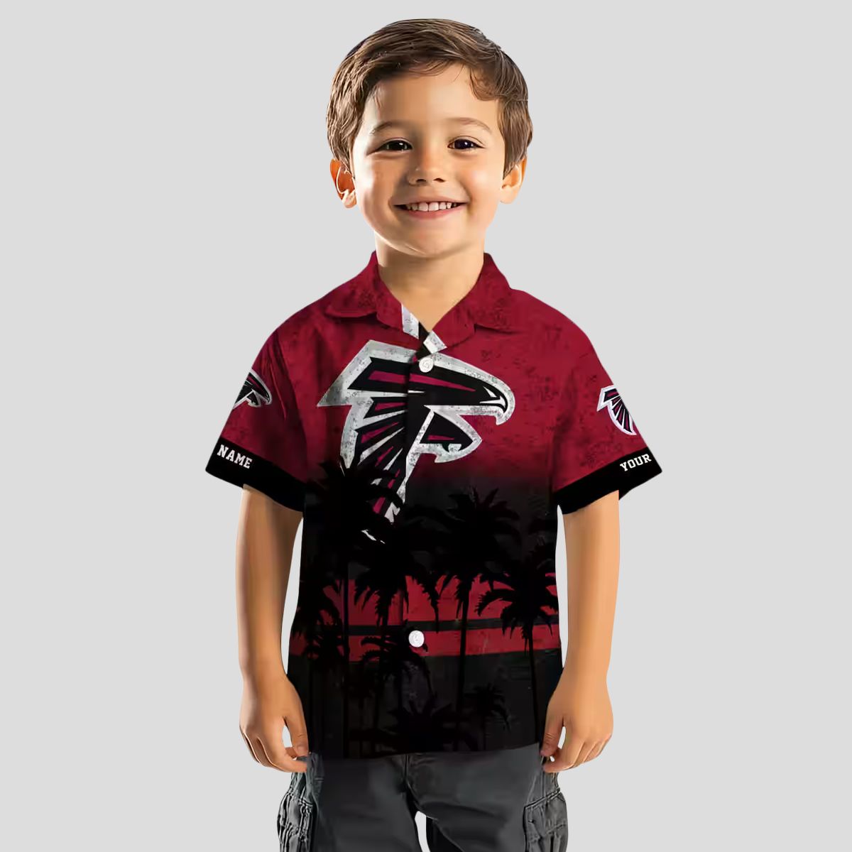 Custom Atlanta Falcons Sunset Pattern Hawaiian Shirt, Red & Black Tropical Shirt