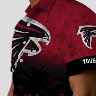 Custom Atlanta Falcons Sunset Pattern Hawaiian Shirt, Red & Black Tropical Shirt