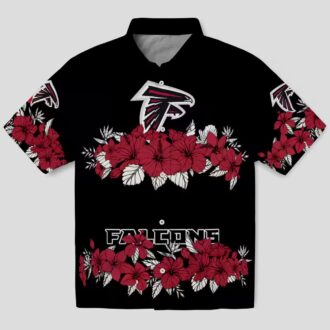 Hibiscus Stripe Atlanta Falcons Red Black Hawaiian Shirt for Summer Vacation