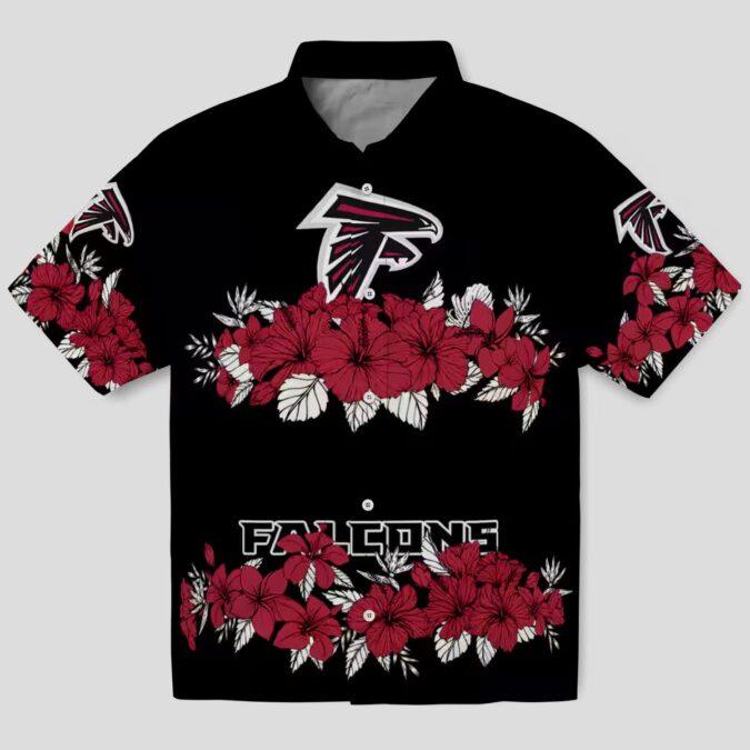 Hibiscus Stripe Atlanta Falcons Red Black Hawaiian Shirt for Summer Vacation