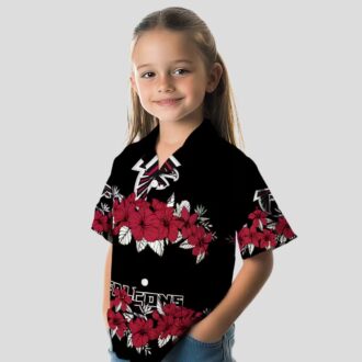 Hibiscus Stripe Atlanta Falcons Red Black Hawaiian Shirt for Summer Vacation