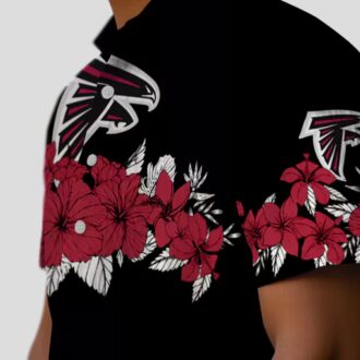 Hibiscus Stripe Atlanta Falcons Red Black Hawaiian Shirt for Summer Vacation
