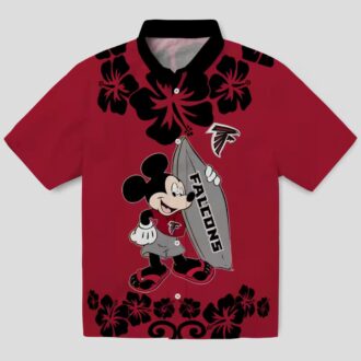 Mickey Mouse Atlanta Falcons Red Hawaiian Shirt, Surfing Aloha Shirt for NFL Fans