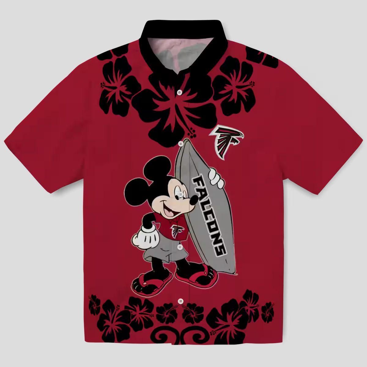 Mickey Mouse Atlanta Falcons Red Hawaiian Shirt, Surfing Aloha Shirt for NFL Fans