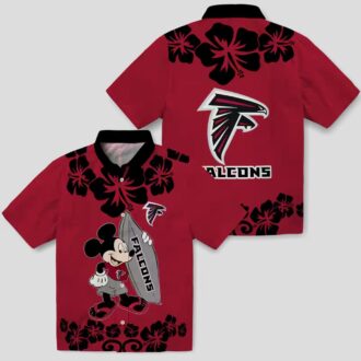 Mickey Mouse Atlanta Falcons Red Hawaiian Shirt, Surfing Aloha Shirt for NFL Fans