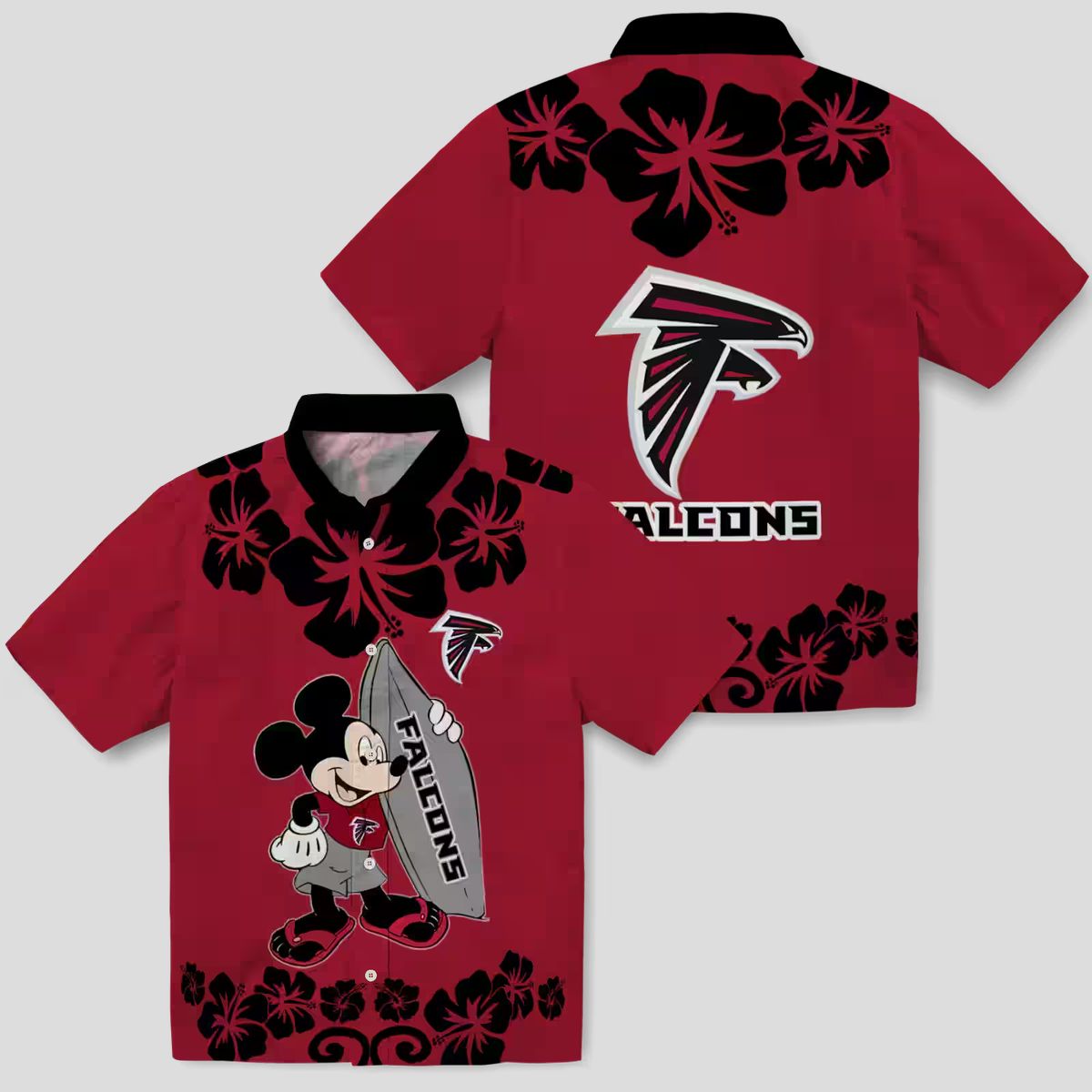 Mickey Mouse Atlanta Falcons Red Hawaiian Shirt, Surfing Aloha Shirt for NFL Fans
