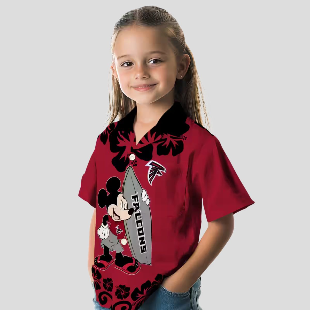 Mickey Mouse Atlanta Falcons Red Hawaiian Shirt, Surfing Aloha Shirt for NFL Fans