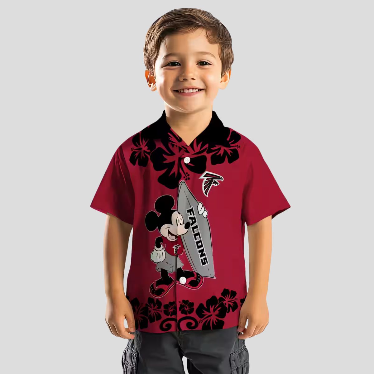 Mickey Mouse Atlanta Falcons Red Hawaiian Shirt, Surfing Aloha Shirt for NFL Fans