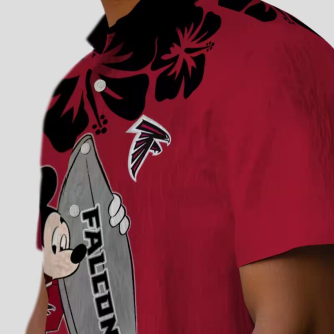 Mickey Mouse Atlanta Falcons Red Hawaiian Shirt, Surfing Aloha Shirt for NFL Fans