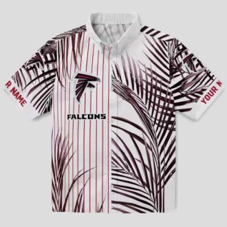 NFL Atlanta Falcons Aloha Shirt - Tropical Palm Stripes Design in Red and Black