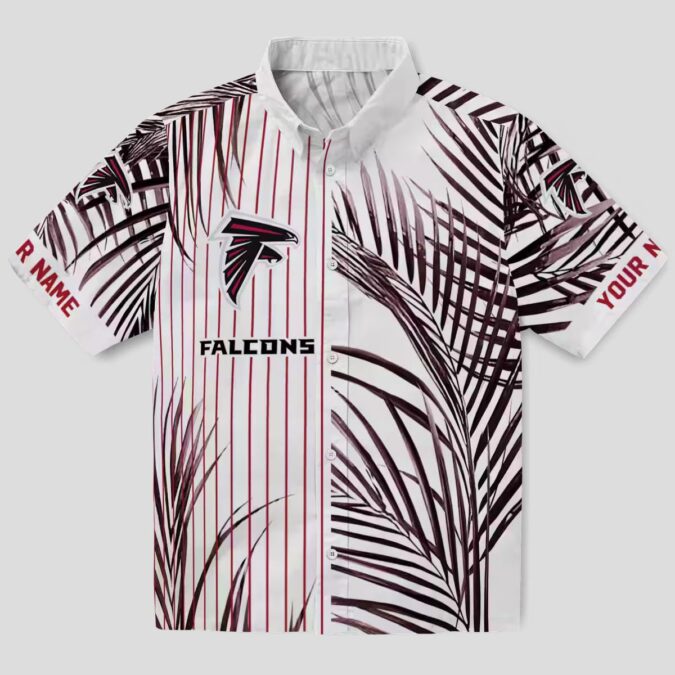 NFL Atlanta Falcons Aloha Shirt - Tropical Palm Stripes Design in Red and Black