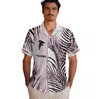 NFL Atlanta Falcons Aloha Shirt - Tropical Palm Stripes Design in Red and Black
