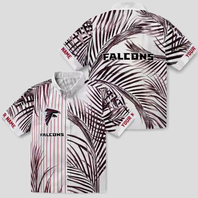 NFL Atlanta Falcons Aloha Shirt - Tropical Palm Stripes Design in Red and Black