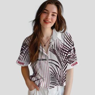 NFL Atlanta Falcons Aloha Shirt - Tropical Palm Stripes Design in Red and Black