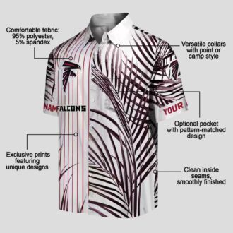 NFL Atlanta Falcons Aloha Shirt - Tropical Palm Stripes Design in Red and Black